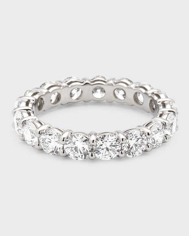 Platinum Round Diamond Eternity Ring, Size 6 3/4, 3.57tcw